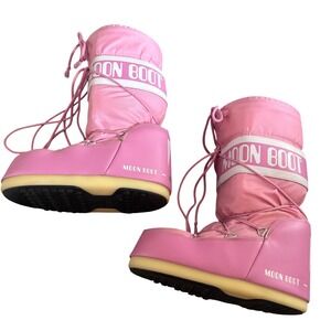 MoonBoot Original Pink Nylon Tecnica Apres Ski Winter Waterproof Snow Boots w8/9